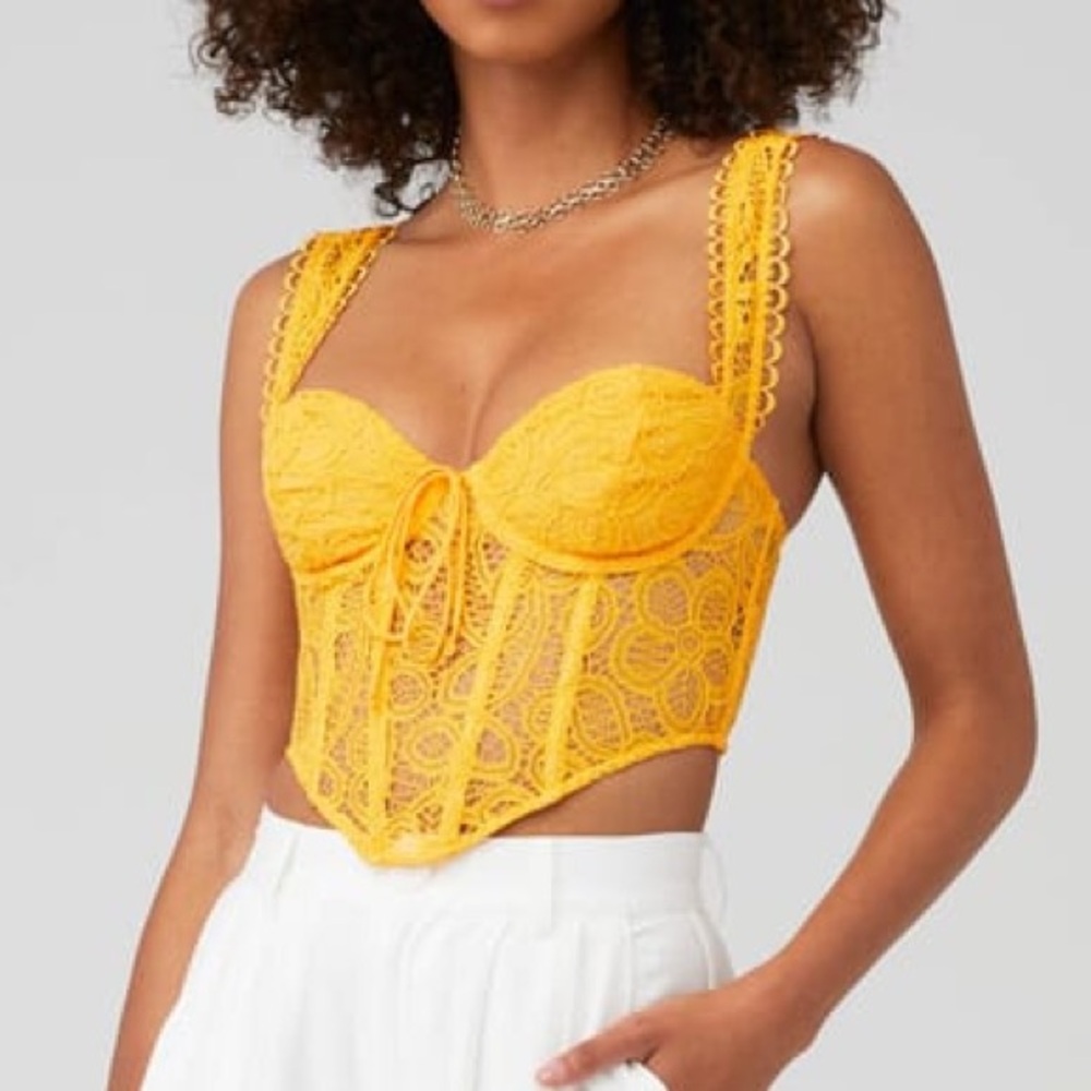 For Love & Lemons Sammie Orange Corset Top